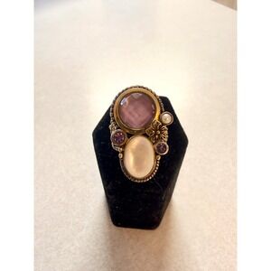 Echo of the Dreamer Amethyst Moonstone Sterling Silver Bronze Ring 6